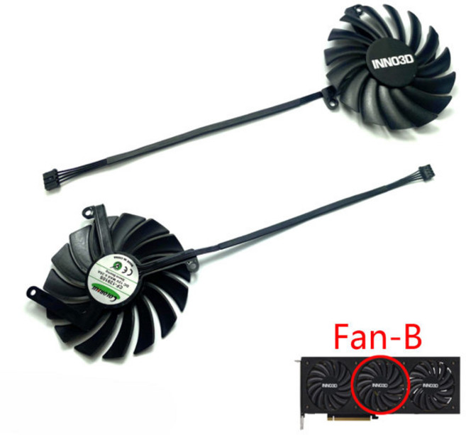 호환 4PIN CF-12910S RTX 3070 TI X3 GPU 팬 INN03D GeForce 3080 OC 그래픽 카드 냉각 팬용, 03 Fan-B, 한개옵션1