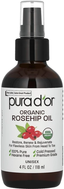 Pura D'or 유기농 로즈힙 오일 118ml(4fl oz), PuraDor유기농로즈힙오일118ml4floz, 1개, 118ml - 쿠팡