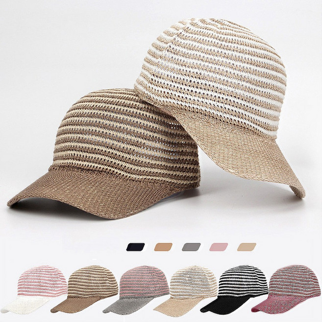 JUN팩토리 여성 예쁜 투톤줄무늬 큐빅모자 야구모자 예쁜 중년모자