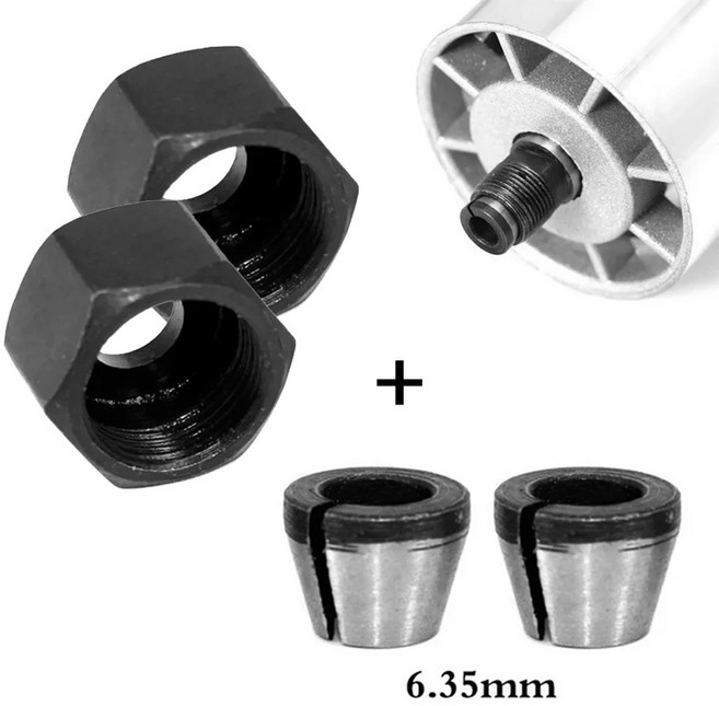 아이베란다 트리머 부속 콜릿 척 너트 샹크 규격 변경 키트, 2개, 너트6.35mm+호환척