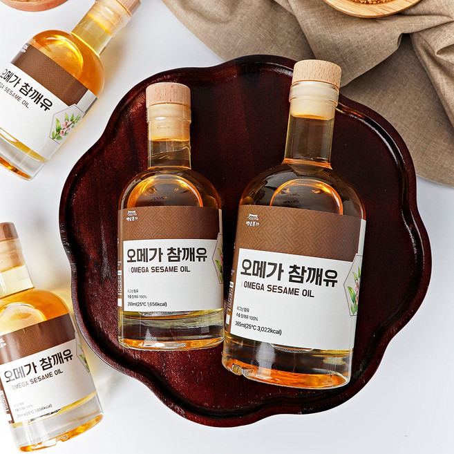 백년본가 프리미엄 오메가 저온압착 착유 참깨유, 3개, 200ml