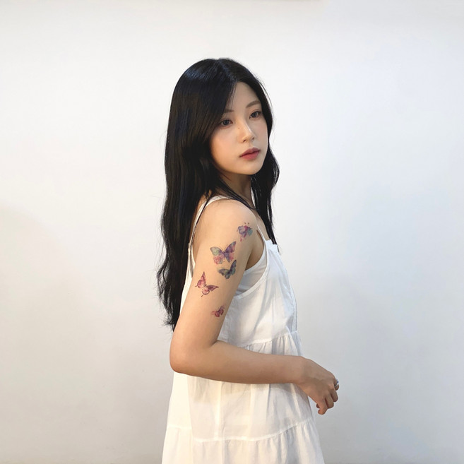 키에루타투 반짝반짝 글리터 타투 문신 스티커 판박이 헤나 페이스 페인팅 흉터 가리기 커버, 1개, 레인보우