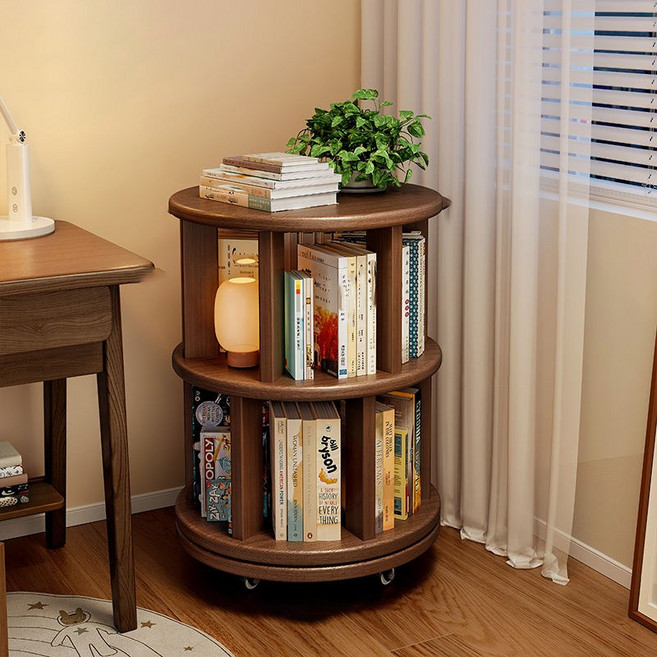 모던 회전 오픈책장 가정용 거실 서재 간이 원형책장, 2단, G02