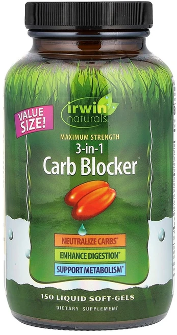 어윈네츄럴 Maximum Strength 3-in-1 Carb Blocker 액상 소프트젤 150정, 1개 - 쿠팡