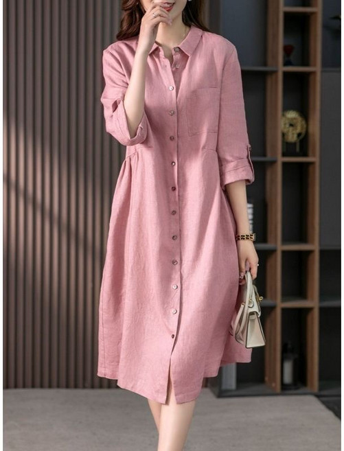 빌리즈빈 여성 카라넥 박시핏 셔츠 롱 원피스 50142