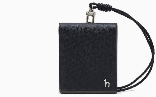 [AK분당점] [헤지스ACC] 네이비 라인배색 소가죽 목걸이 카드지갑 HJHO5E032N3