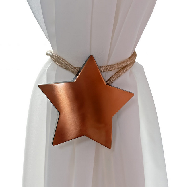 하니월드 별모양 자석 커튼집게 타이백, 로즈골드, 2개