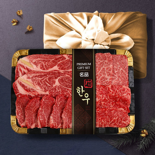 투뿔 한우선물세트 1++ 구이용 선물포장 냉장 소고기 명절, 13호_1++등급)등심+안심+채끝+특수부위(1kg)