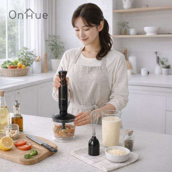[SET구성] 온휴 도깨비방망이 핸드블렌더 세트 (거품기/믹서기/다지기), OHA-HB001SDW