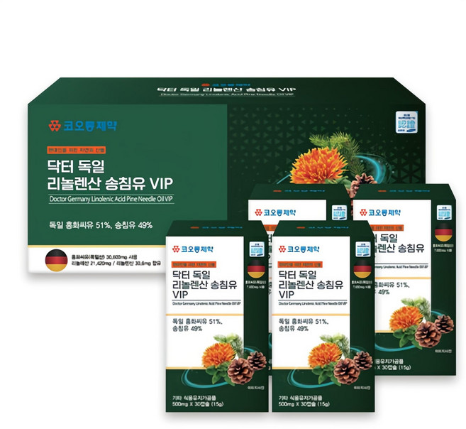 코오롱제약 닥터 독일 리놀렌산 송침유 VIP 15g, 4개, 30정