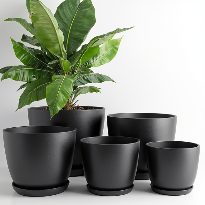 유토피아홈 미니 화분 세트 받침대, 1개, 블랙