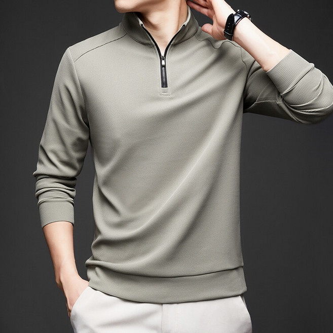 휠렉스 남성 봄 긴팔 하이넥 반집업 티셔츠 Y1343