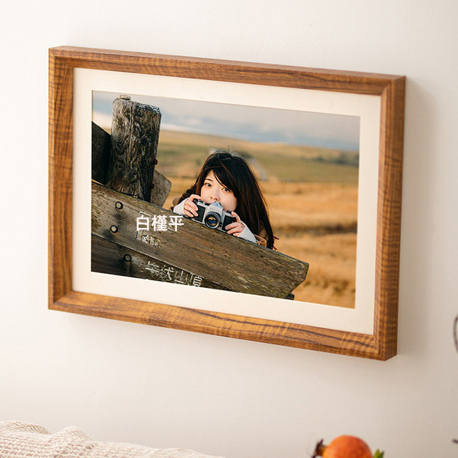 DIU 實木相框32寸36寸框架任意大尺寸掛牆A4K8a3相冊照片影樓畫框裝裱, 1件, 2129木紋棕