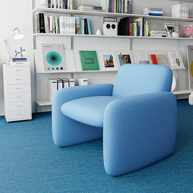 16피스 세미 부클레 라운지 1인쇼파 리클라이너 암체어, 블루(semi-boucle), 미니