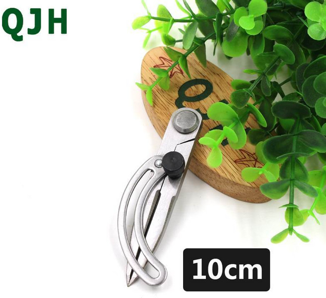 QJH 스테인레스 스틸 가죽 나침반 조정 간격 윙 디바이더 완전히 광택 공예 규정 DIY Scriber, 10cm, 1개
