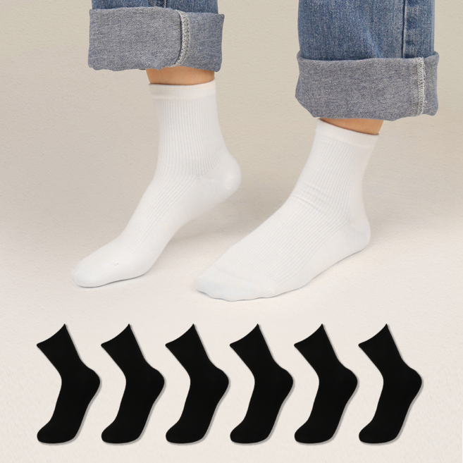 아임유어삭스 여성 중목 발이 편한 프리미엄 무봉제 심리스 여자 양말 6족