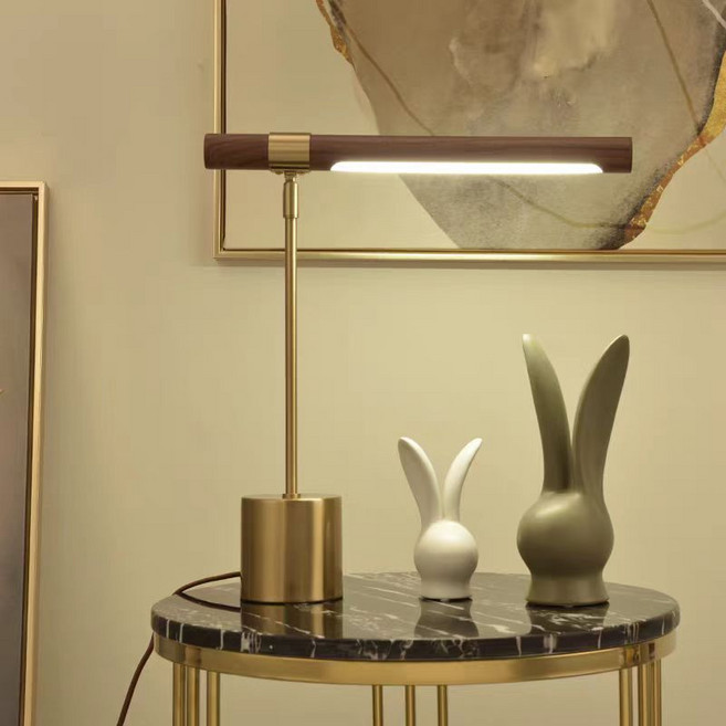 檯燈 三色光 LED檯燈 45x40cm, 木紋色