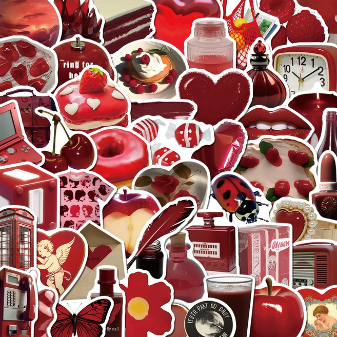 노트북 다꾸 폰꾸 캐리어 다이어리 꾸미기 감성 조각 스티커, 1개, 레드