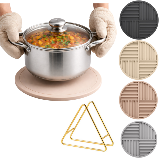 하루테 논슬립 실리콘 냄비 받침, 4개, 혼합