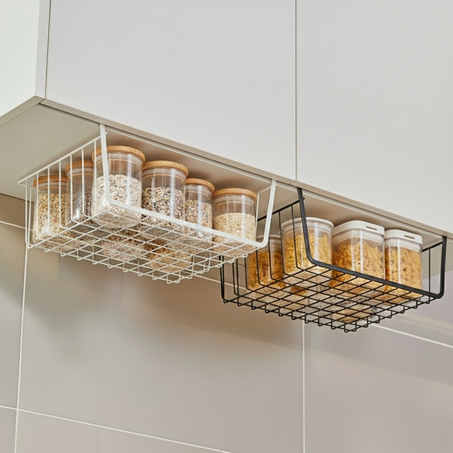 필굿리빙 상부장 하부장 걸이형 언더 선반, 2개, 화이트