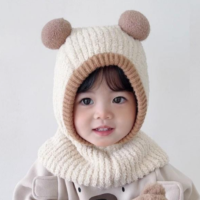 [KC인증] 아기 바라클라바 폼폼 방울 뽀글이