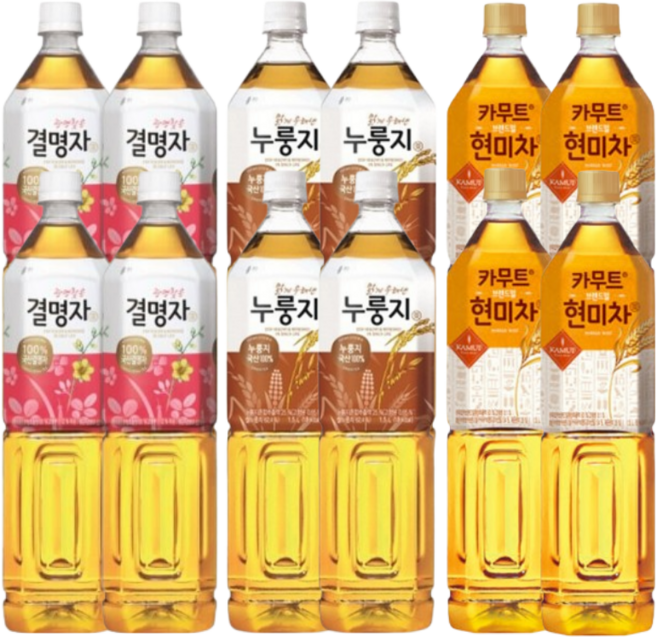 웅진 결명자 / 누룽지 / 현미 카무트 (1.5 PET 혼합 각각 4개씩), 500mL