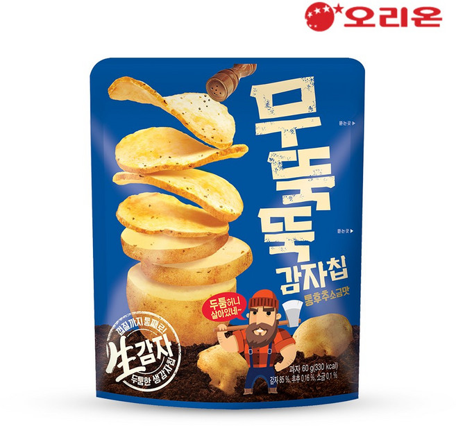 오리온 무뚝뚝감자칩 통후추 소금맛 과자, 60g, 24개