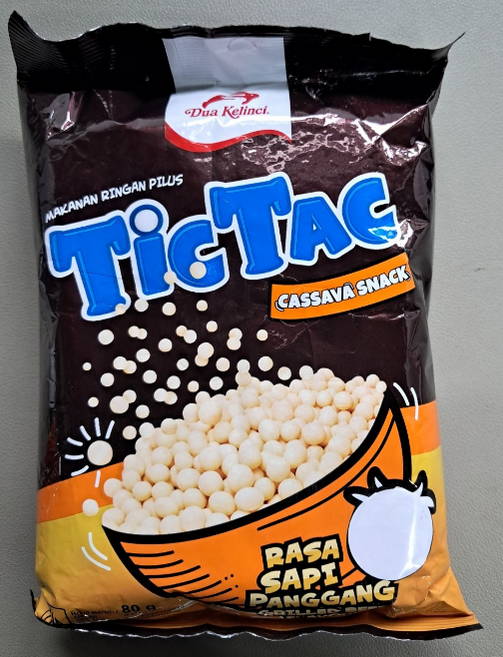 틱탁 라사사삐 팡강 스낵카사바 tic tac cassava rasa sapi pangang, 80g, 3개