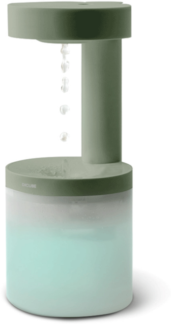 디큐브 거꾸로 가습기 물멍 무드등 무중력, 올리브 그린, 단품
