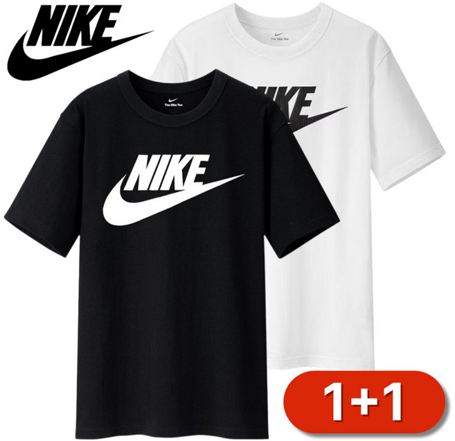 [매장발송] 나이키 남여공용 반팔티 1+1 티셔츠 라운드 면 러닝 헬스 등산 캠핑 운동 족구 축구