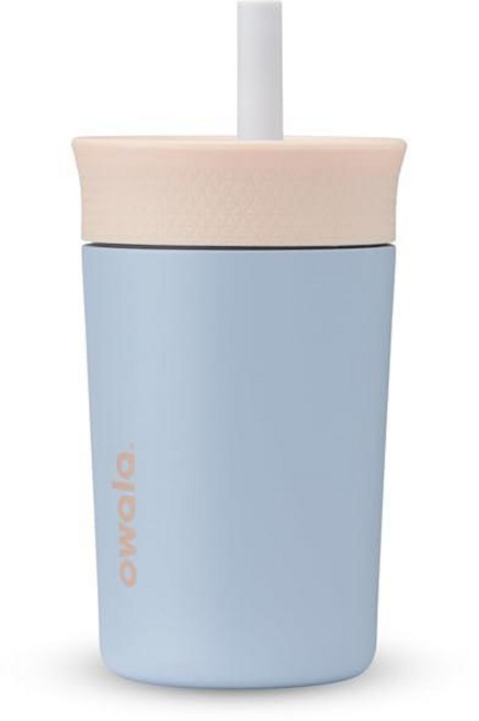 오왈라 키즈 스테인리스 텀블러 12oz 피크닉, 탠 및 블루, 1개