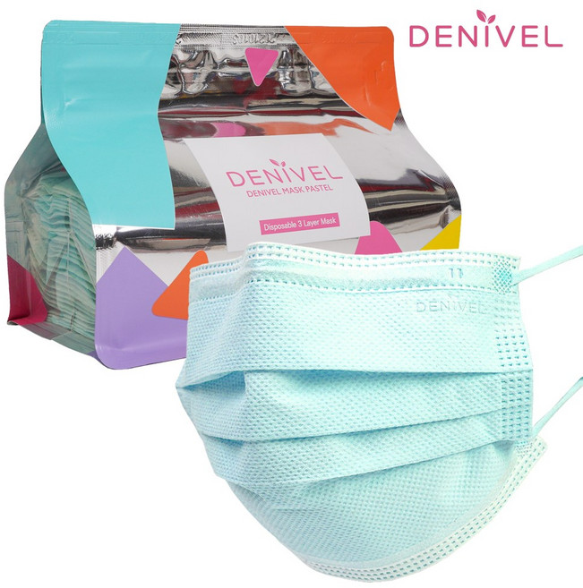 리빙투유 데니벨 파스텔 컬러 마스크 대형 파스텔민트, 30개입, 1개, 파스텔 민트