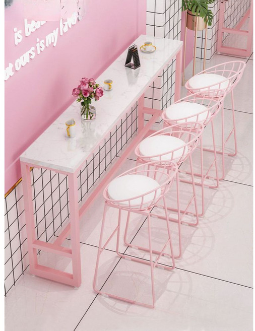 홈바체어 바텐의자 아일랜드식탁의자 핑크 의자 매장 홈 바 메탈, F체어(높이 75 cm) 핑크, 1개