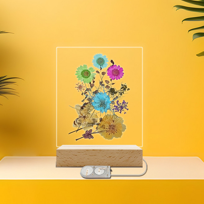 청어람몰 압화무드등 아크릴 무드등 만들기 DIY 스위치 12cm 마카펜, 1.봄의 왈츠(압화11가지)