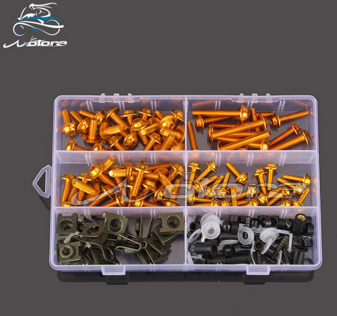 201 PCS 오토바이 페어링 볼트 나사 너트 클립 키트 차체 GSXR600 GSXR750, One Color_금, 1개