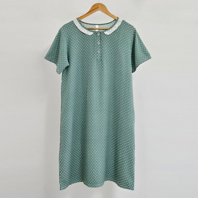 엘라운지 여리여리 프릴 레이스 반팔 원피스 잠옷