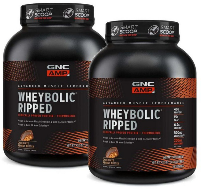 지엔씨 웨이볼릭 립드 프로틴 단백질 파우더 초콜릿피넛버터맛 GNC AMP Wheybolic Ripped, 2개