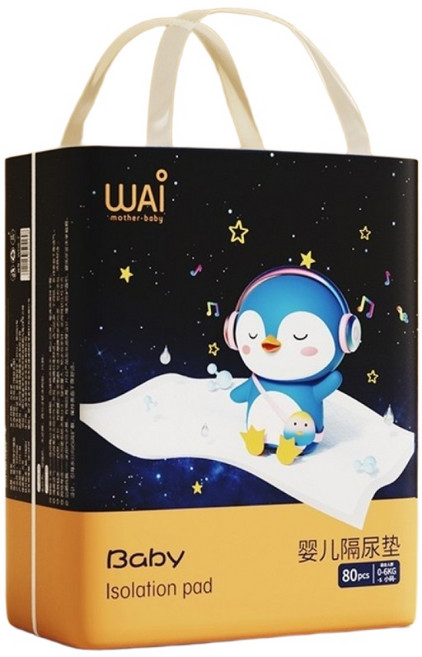 WAI 嬰兒隔尿墊 寶寶護理墊 一次性防水防尿墊, s碼【80片裝】-白, 1套