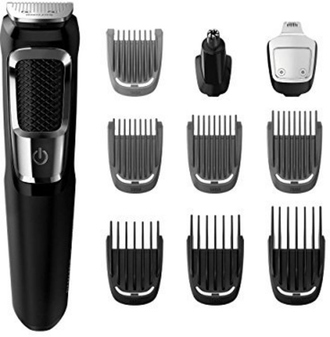 PHILIPS norelco 올인원 터보 파워 멀티그룸 수염 코 귀 트리머 및 13개 부착형 면도기