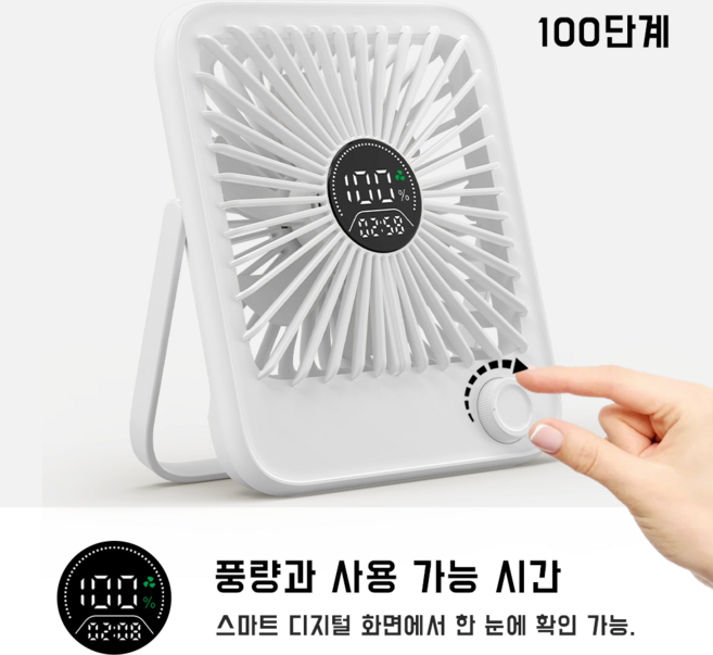 NUNUHANA BLDC 무소음 무선 선풍기 휴대 탁상 2in1 미니 디자인 DM31, 화이트