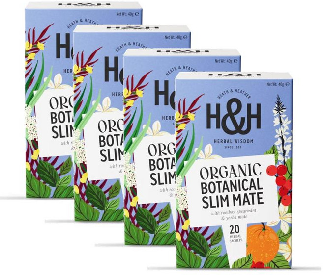 히스앤헤더 슬림티 티백 예르바마테 루이보스 실리엄 Heath & Heather Slim Tea, 4개, 20개입, 1.5g