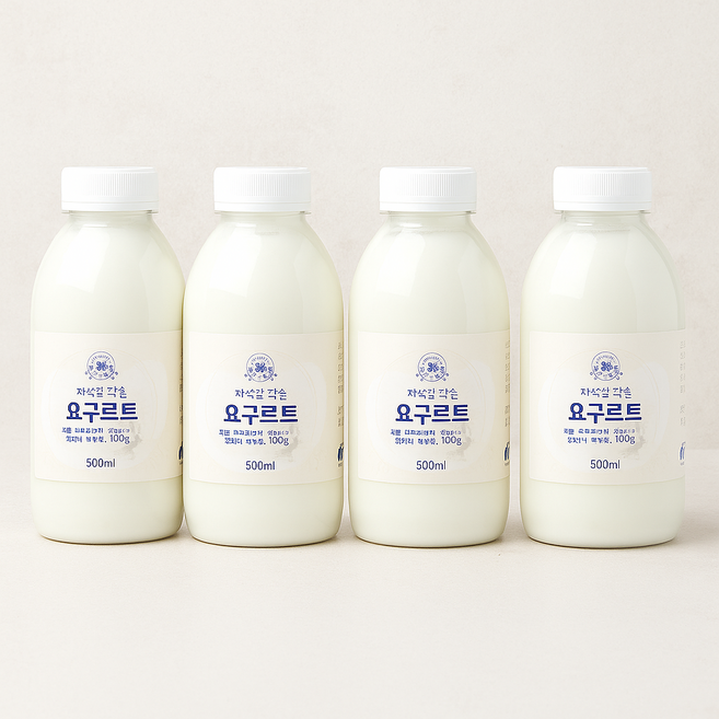 무가당 플레인요거트 수제 요구르트 500ml, 4개