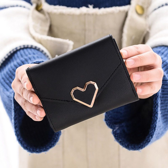 지고다그 여성용 장식 삼단 반지갑 미니 사이즈 심플 디자인 카드 지갑 SX70031