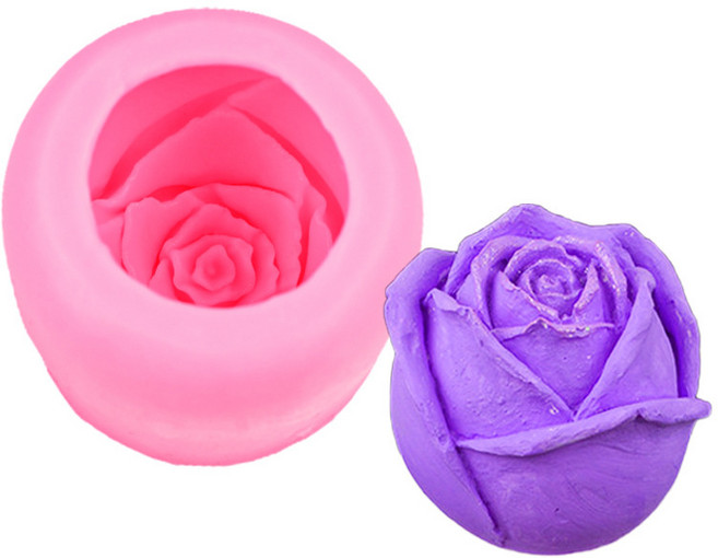 3D立體玫瑰花硅膠模具 冰塊 慕斯 手工皂裝飾, 1個, 6號3.5寸--粉色17-246