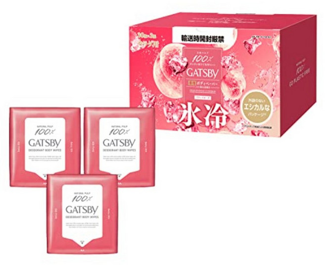 갸스비 물티슈 피치향 땀 냄새 억제 케어 파우더 시트 얼굴 바디 30매x3, 3개