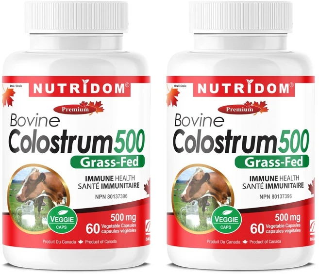 캐나다 뉴트리돔 초유 캡슐 보바인 콜로스트럼 500 60식물성캡슐 Grass-Fed Bovine Colostrum 500mg, 2개, 60정 - 쿠팡