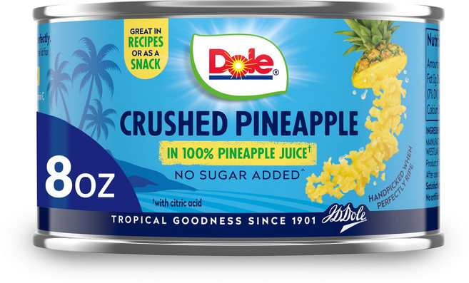 돌 통조림 과일 100% 파인애플 주스 크러시드 파인애플 Dole Canned Fruit Crushed Pineapple in 100% Pineapple Juice Glut, 주스에 으깬 파인애플, 1개