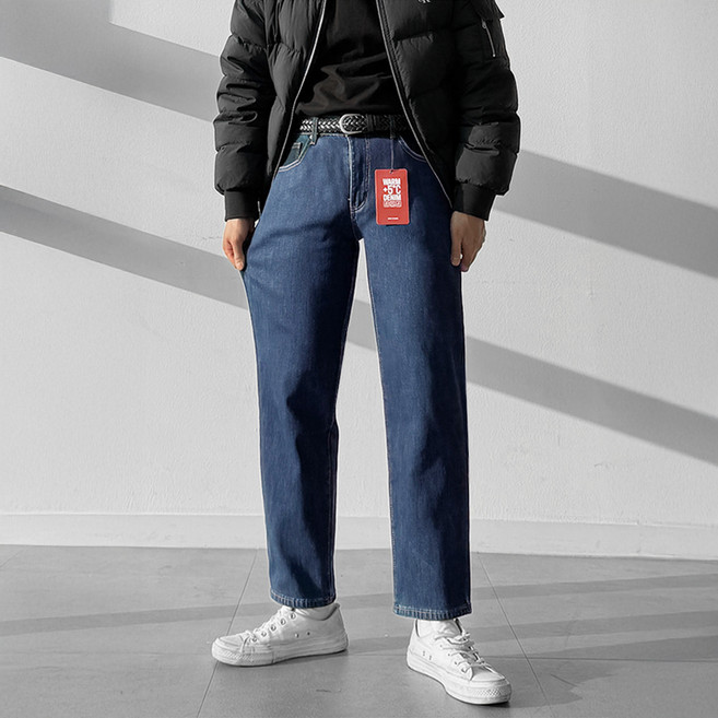 [기모] 프리미엄 고급 브랜드 퀄리티 남자 남성 인밴딩 스판 일자핏 청바지 데님 팬츠