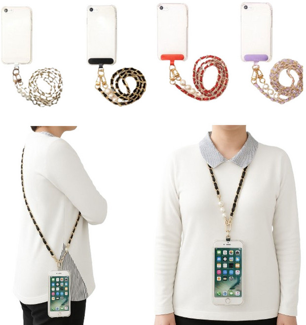 폰줄 휴대폰줄 갤럭시 A35 SM-A356N 뉴목걸이 체인스트랩 투명방탄젤리 실리콘 핸드폰 케이스 l체인l