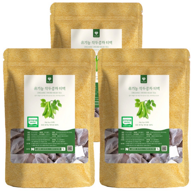 국산 유기농 볶은 작두콩차 티백 비염에 좋은 어린꼬투리 차 1g 30개입, 3개
